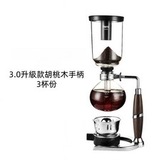 Hero 咖啡虹吸壺 3.0升級款胡桃木手柄 3杯份, 1個, 升級款胡桃木把手虹吸壺-3杯份