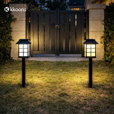 1+1 꾼스 말뚝 태양광 전등 사각 잔디등 LED 야외등 태양열 정원등 가로등, 백색1+1세트