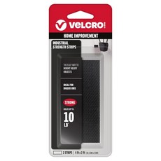VELCRO 브랜드 헤비 듀티 후크 앤 루프 스트립접착제 포함 | 4x2인치 와이드 강력 패스너 | 10파운드 유지 | 뒷면 부착 | 흰색 산업 강도 | VEL-30759-US, Black, 2Pk