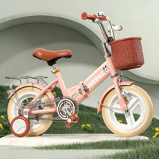 접이식 유아 자전거 보조바퀴 어린이 자전거 14인치 16인치, 1개, 100cm, 로즈핑크