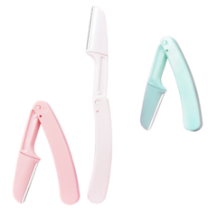 루루앤제니 접이식 눈썹칼 눈썹정리 얼굴솜털제거 눈썹면도기 수정칼 안전형 눈섭 정리기칼 여성눈썹칼 남자 눈썹칼 눈섭 정리기칼, 3개, 핑크 화이트 그린