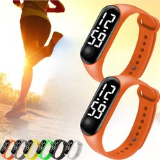 프리소 초경량 LED 건강 방수 스포츠 손목 시계 밴드형, 오렌지+오렌지