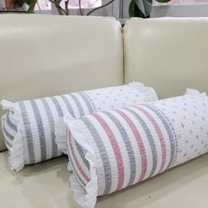쭈앙 여름 캔디베개 커버 시어서커 베개 여름 둥근베개 원형 여름베개 커버 여름침구