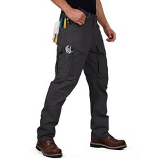 FREE SOLDIER 남성용 카고 팬츠 스트레치 전술 바지 내구성 있는 립스톱 EDC 작업 바지 하이킹용 (블랙 86.4cm x 81.3cm(34 32