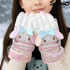 산리오 정품 큰얼굴 펄링 원단 유아동 겨울 방한장갑 여아 방수 스키장갑 아기 패딩장갑