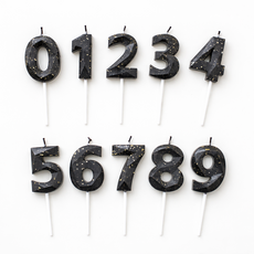 올넘버 블랙 마블 케이크 숫자초, 10개, 블랙마블