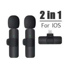 새로운 무선 라 발리에 마이크 휴대용 오디오 비디오 녹화 아이폰 안드로이드 PC 카메라 라이브 게임 전화에 대한 미니, 4)ios For 2in1