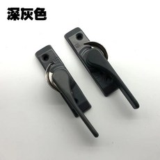 台灣出貨 老式月牙鎖通用型鋁閤金塑鋼推拉窗門鎖扣不銹鋼平移窗戶卡扣鈎子 樂購, 1個, 深灰色龍山左月牙【孔距60】+平鉤