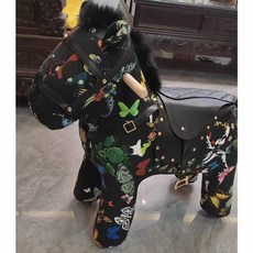 승마장난감 바퀴가 달린 말장난감 말타기 목마 흔들말, 1개, 45. G 검은 나비