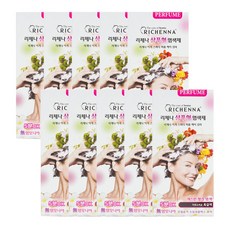 리체나 퍼퓸 새치전용 샴푸형 염색제, 자연스러운 흑갈색, 10개