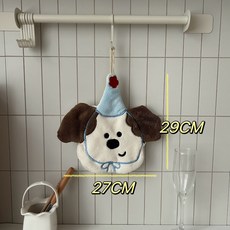 可愛動物造型珊瑚絨吸水掛式擦手巾, 1個, 帽子狗
