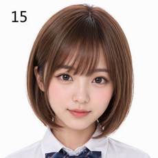 短假髮 波波頭 韓系, 1個, 29.一般內網淺棕色齊瀏海15, 淺棕色
