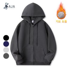 ZAJA 후드집업 맨투맨 남녀공용 대형 사이즈 기모 보온성 뛰어난 여유로운 핏 후드집업