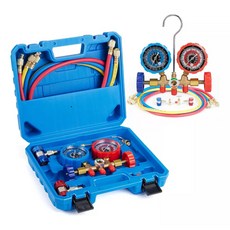 ZHEHANG JIXIE R134a/R410A 空調冷媒壓力錶組, 1個, 雙表銅閥體R134a/R22/410A/