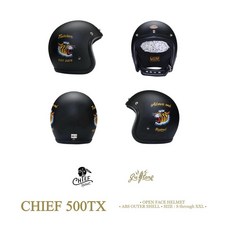 GU CAMP 騎士部品 Chief 500TX x JB pinstriping 復古 3/4 安全帽, 1個