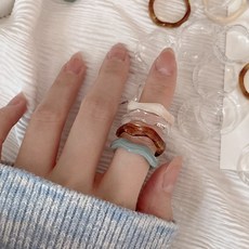 호마이카 마블 컬러 아크릴반지 세트 (4color)