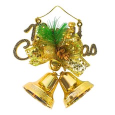 摩達客台灣製聖誕吊飾，精緻6吋英文字牌雙鐘，歐美外銷款，聖誕樹裝飾首選, 燦金色, 1個