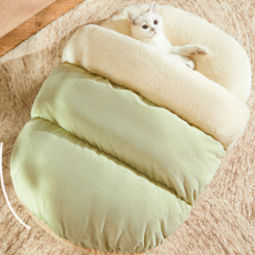 달콩네 강아지 고양이 침낭 반려견 침대, 1개, 그린