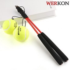 廣場舞運動手甩甩球帶線網球手柄帶繩成人老年人健身網球鍛鍊手臂, 僅：2根紅色35cm杆子+2個黃球, 1個