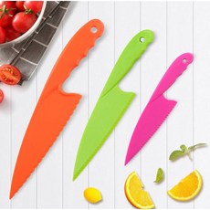 과일 빵 케이크 샐러드 양상추 나이프를 위한 ASEANO 플라스틱 식칼 요리 셰프 나이프 (보라색 중간), Orange/Green/Rose 3 pcs Set, Orange/Green/Rose 3 pcs Set