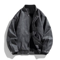 防風保暖翻領飛行夾克 戶外運動工裝機能風衣外套 美式皮衣派克大衣騎行服賽車服, M建議體重90-115斤, 深灰色