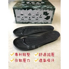 ALL GLOBE 專利足弓鞋墊 舒適減壓 透氣吸汗 S-368 黑色 38號 台灣製造