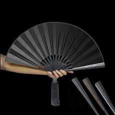 鎢鋼金屬摺扇 全金屬扇骨 防身古風功夫扇, 纯黑,鋼紋扇骨