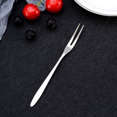 水果叉 蛋糕叉 小叉子 餐具 點心叉 餐叉 不鏽鋼叉 甜點叉子, 1個, 尖柄 二齒叉 【1支售】, Silver