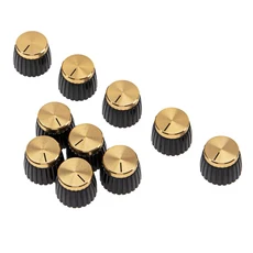 Miwayer 10Pcs 기타 앰프 손잡이 6.35MM 전위차계 손잡이/w/골드/실버 캡 및 일렉트릭 페달 용, 02 Black Gold 10pcs