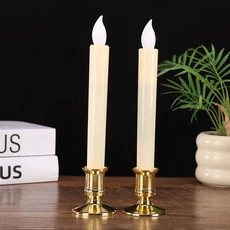 쿠쿠스토어 아이보리 무연 LED 창문 테이퍼 양초 배터리 작동 저녁식사 웨딩 크리스마스 휴일 장식 미포함), 01 2 pack-white