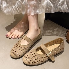 Makone 여성 스웨이드 PU 플랫슈 봄여름 펀칭 여성화 패션 프렌치 단화