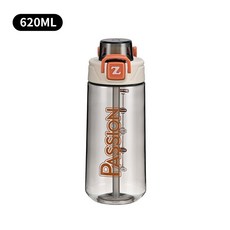 簡約大容量便攜提手帶吸管運動水杯 620ML, 1個, 米白色620ml