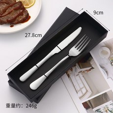 不鏽鋼餐具 餐具禮盒, 1個, 銀色【刀叉】-二件組