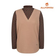 올포유 올포유 여성 레이어드 기하학 프린트 하이넥 블라우스형 티셔츠 ALTHL8121-505_G