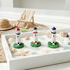 미니어처 등대 모형 바닷가 여름 빈티지 인테리어 장식 소품, 혼합색상 3P 랜덤발송