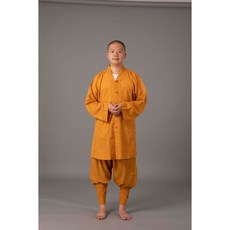 弘喧 佛教僧服 竹沙布短掛, 土黃,11*29