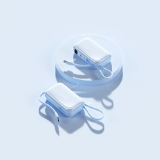 RYZO 보조배터리 20000mAh 66W 초고속 충전 2종 자체캐블 소형 휴대용 부드러운 컬러 수치 디스플레이, 푸른 색, YM-1411