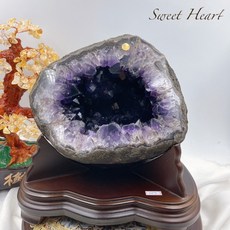 天然烏拉圭財寶袋紫晶洞，超級嬌紫，紫水晶洞，紫遇貴人錢袋子系列，5.2公斤，招財聚氣，提升居家能量, 1個, 紫