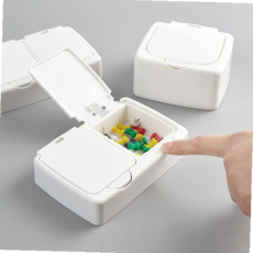 버튼식 원터치통 머리핀 정리함 티백 보관함 다꾸 약 화장대 정리 수납함 뚜껑 플라스틱 부품 케이스 상자, 2칸