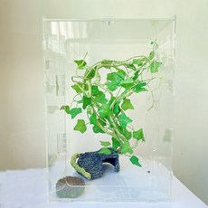 뉴리치 게코 도마뱀 아크릴 투명한 사육장 세트 28 x 28 x 40 CM, 1세트, 투명 아크릴