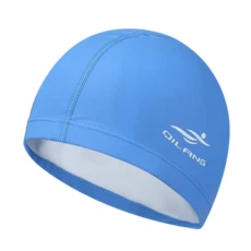 성인용 방수 PU 수영 모자 남녀공용 단색 수영장 다이빙 긴 머리 귀 보호, [01] 싱글 사이즈, [03] 파란