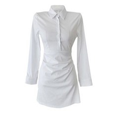 화이트 셔츠 원피스 밀착 타이트 슬림 하객 원피스 결혼식