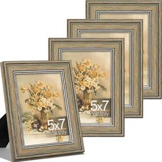 Vittanly 27.9 x 35.6cm(11 x 14인치) 사진 액자 4개 세트 벽 마운트용 빈티지 사진 프레임 매트 포함 디스플레이 20.3x25.4cm(8x10인치), 빈티지 그린