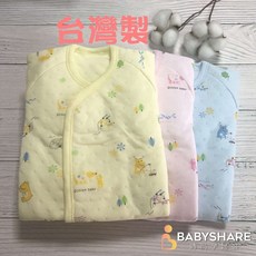 台灣製造 動物印圖綁帶反摺袖寶寶肚衣 厚款 滿版圖案 新生兒肚衣 可挑底色 花色隨機
