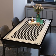 皮革桌墊 棋盤格紋 防水防油 餐桌布 高級感, 1個, 象棋黑白格【皮革】,30*40cm