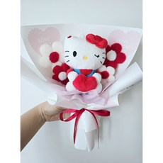 별빛날 산리오 헬로키티 레드하트 인형 꽃다발