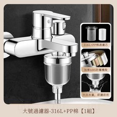 316L 不鏽鋼沐浴過濾器 雙層過濾濾芯 蓮蓬頭/洗衣機/淨水前置過濾器, 1個, 【316L+PP棉】-大號過濾器 1組
