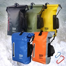 아쿠아네스트 대용량 방수가방 드라이백 25L 물놀이가방, 블랙+카라비너2