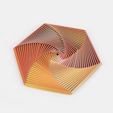 육각형 링 3D 프린트 종이 마법의 3차원 나선형 환상 중독성 선물, 금귤+빨강(대-12cm)
