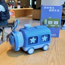 兒童汽車造型吸管水杯, 火車頭杯藍色700ML 單杯, 1個